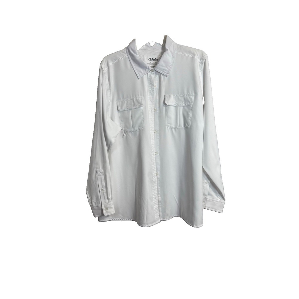 Cabelas Fishing Shirt Men's 2XL White Vented Button Down Outdoor. (C Last Pic)